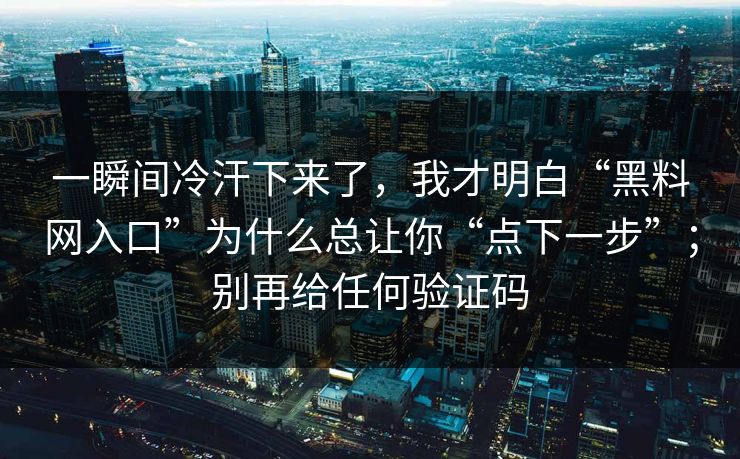 一瞬间冷汗下来了，我才明白“黑料网入口”为什么总让你“点下一步”；别再给任何验证码